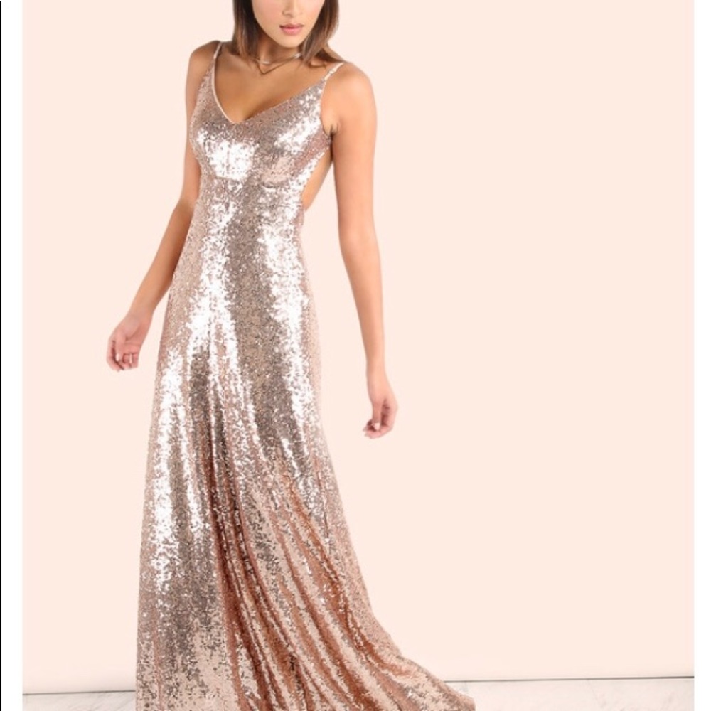 Rose gold sequin dress